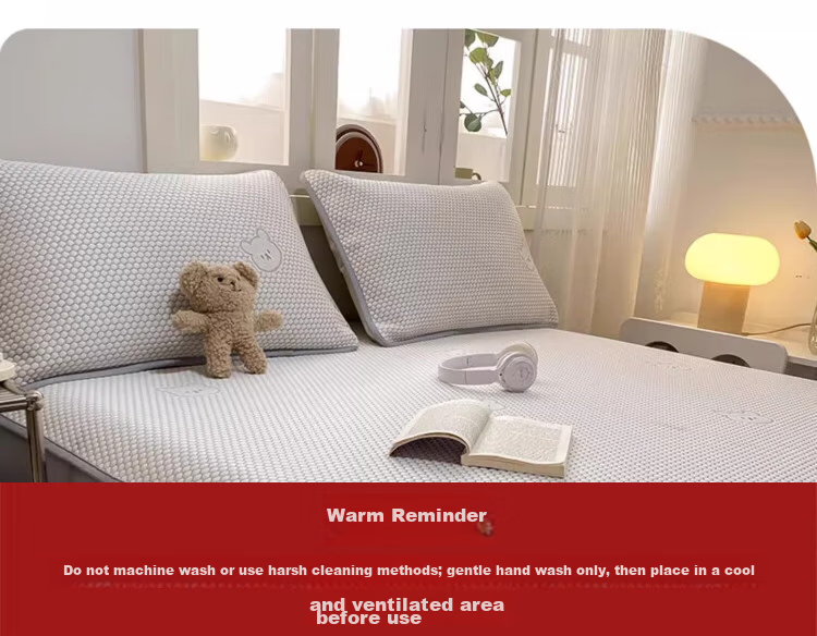 MUJI Class A Summer Cooling Ice Silk Bed Sheet Set 3-Piece 180x200cm Antibacterial Double Bedspread Machine Washable 11