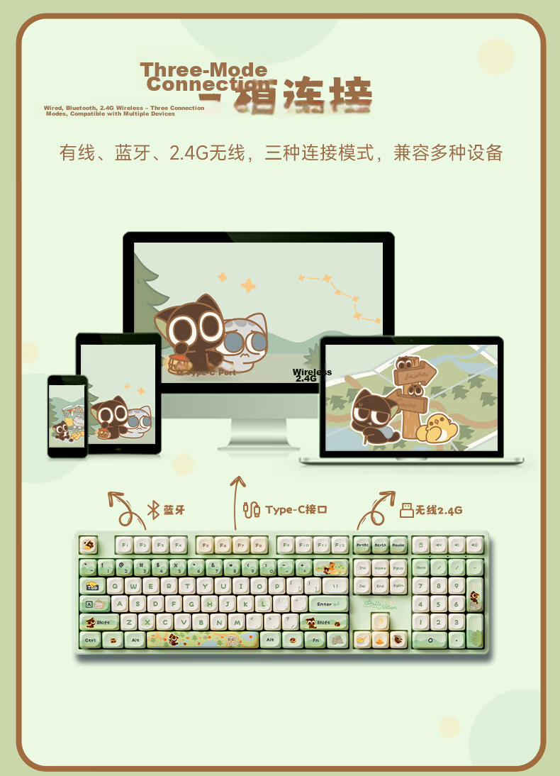 AKKO, Hatsune Miku Anime IP Collaboration Esports Gaming Keyboard, 108-Key Customizable Three-Mode Mechanical Keyboard, Full Hot-Swappable Keyboard, Piano Switches - Green Model 1 4