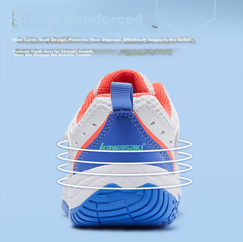 KAWASAKI Youth Badminton Shoes, Wear-Resistant, Shock-Absorbing, Breathable Sports Running Shoes B4102, Blue, Size 33 6