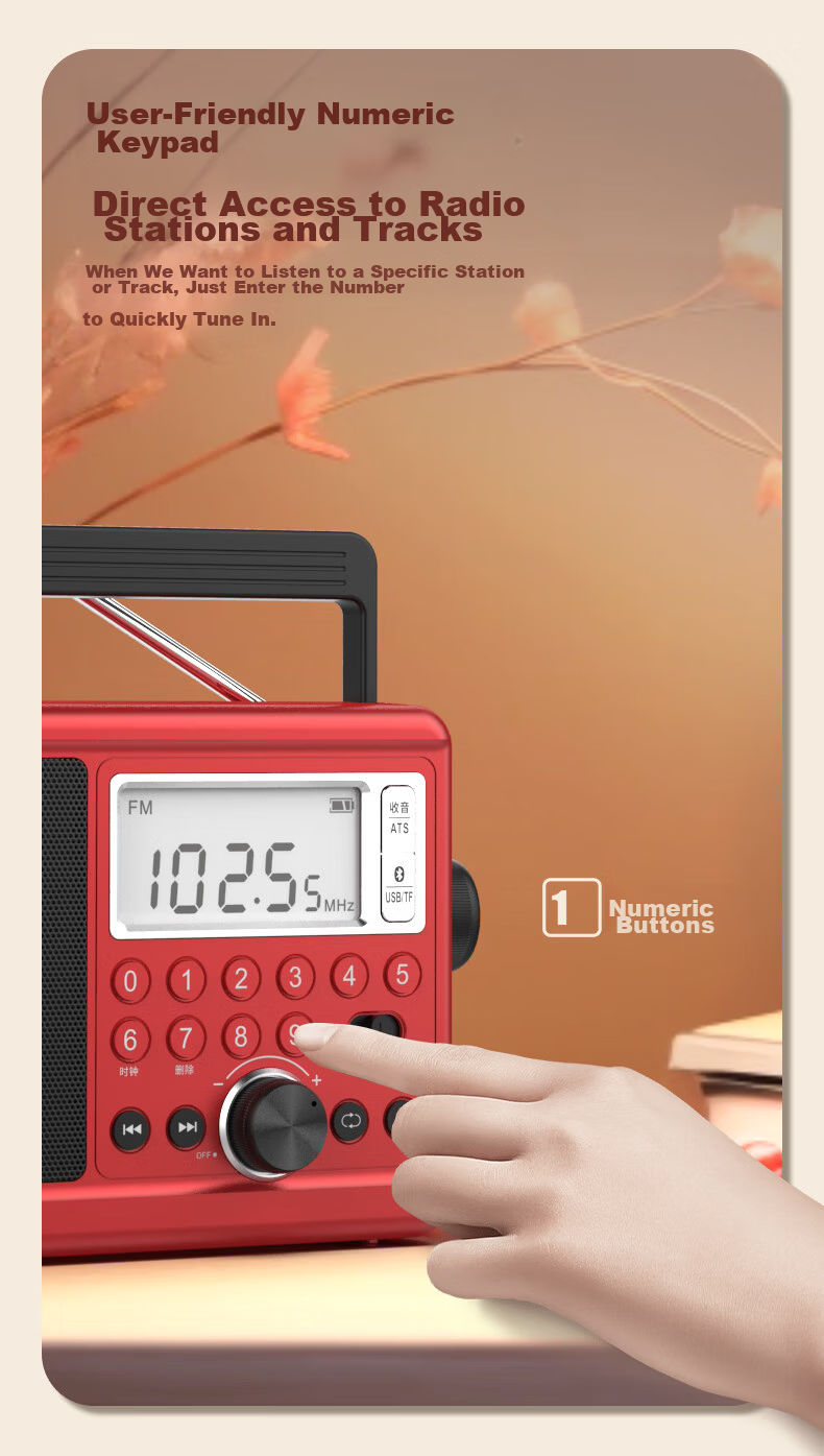 Panda T-37 Traditional Large Desktop Rechargeable Lithium Battery Three-Band Full Band Frequency Radio, Gift for Elderly, Semiconductor (AC/DC Not Supported) 10