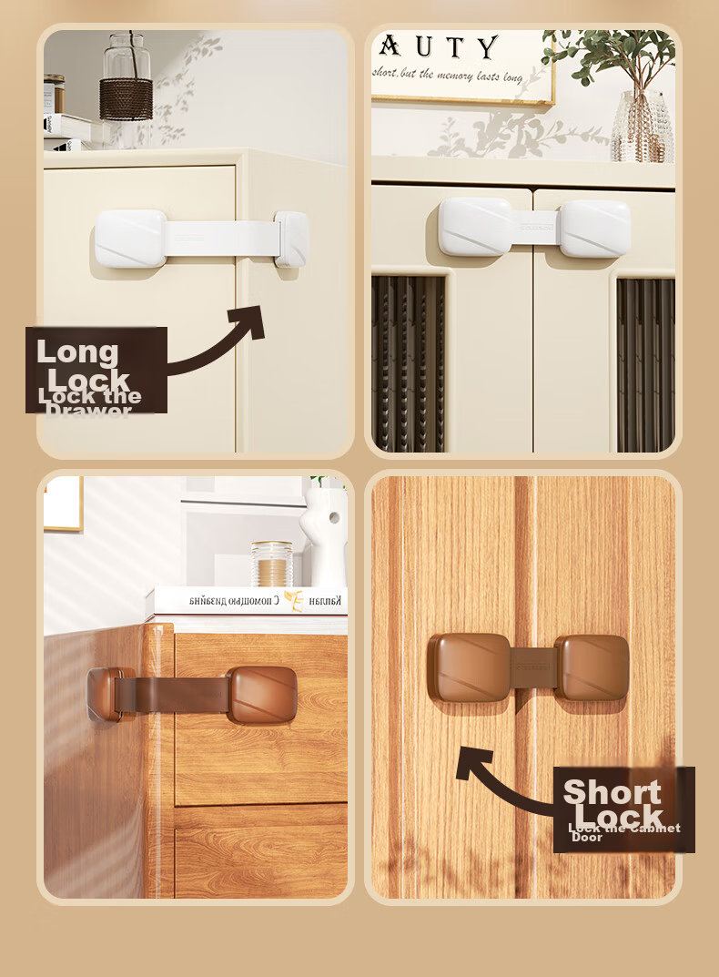 Youman Genuine Drawer Lock Baby Safety Cabinet Lock Childproof Refrigerator Cabinet Sliding Door Latch White 3 Pieces 5