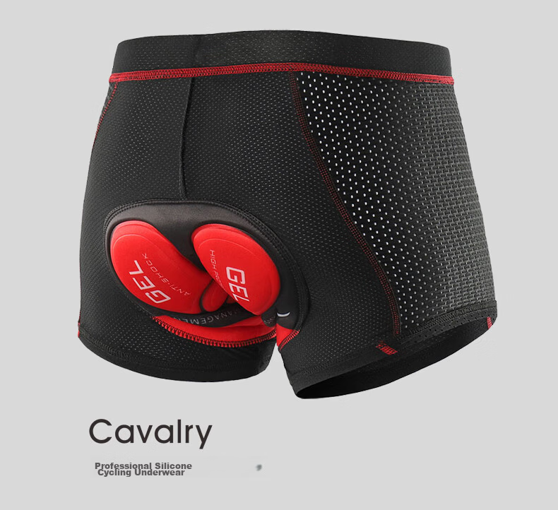 CAVALRY Cycling Shorts with Silicone Gel Pad for Men and Women Mountain Road Bike Shorts Seat Cushion Black Red XXL 1