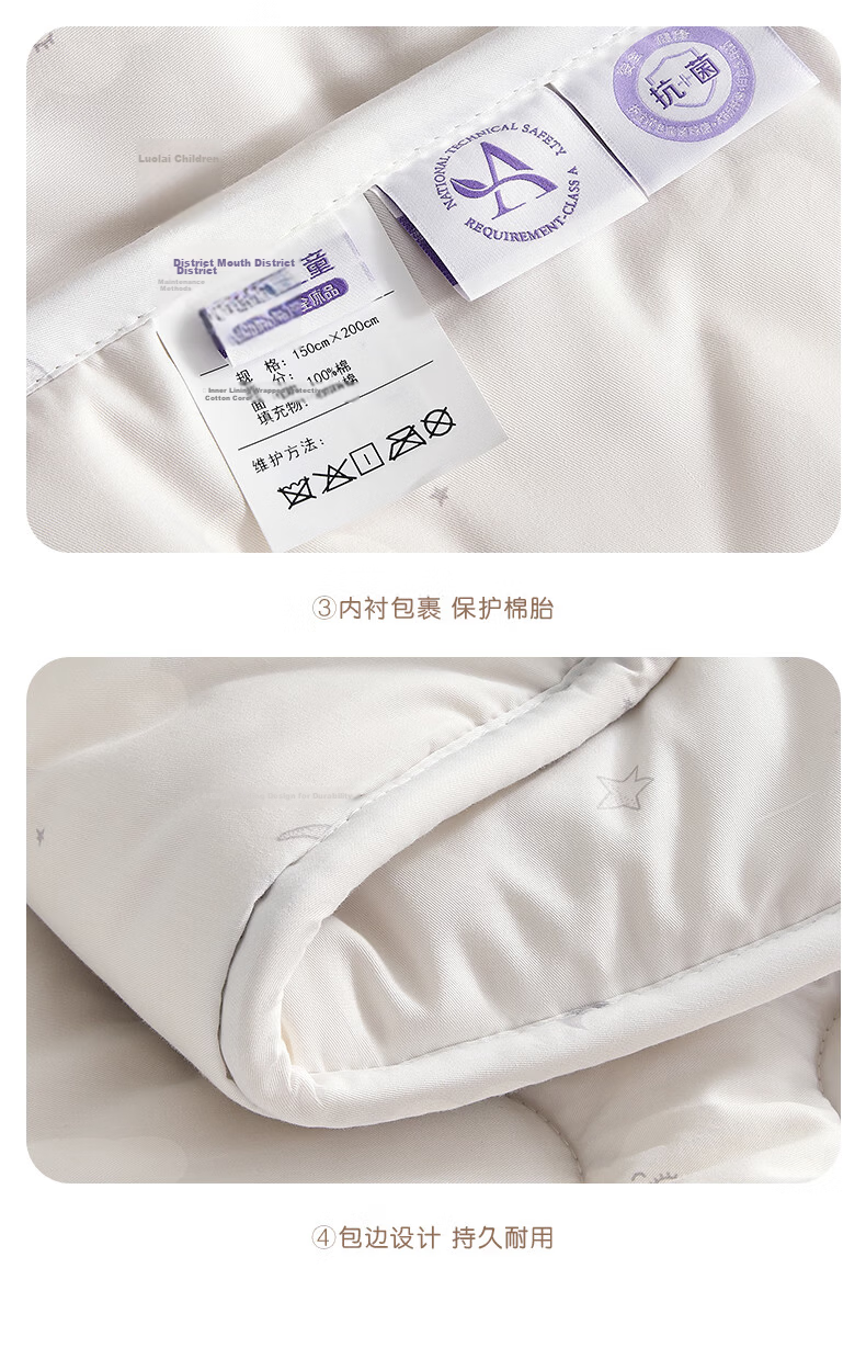 Luolaikids Class A Soy Waterproof Urine-Resistant Antibacterial Anti-Mite Thin Mattress Protector 180*200cm 12