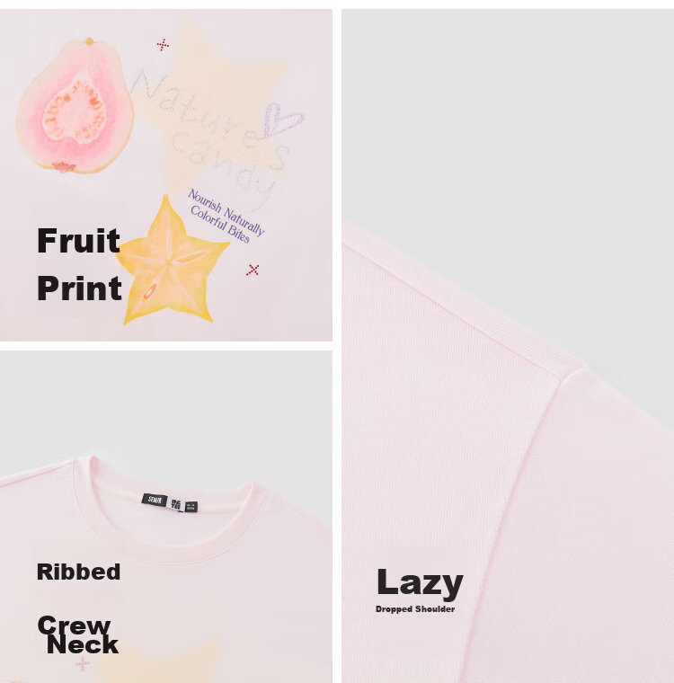 Semir Women's Summer Short Sleeve T-Shirt Mid-Length Loose Pure Cotton Rhinestone Fruit Pullover 2026 109326100028 20