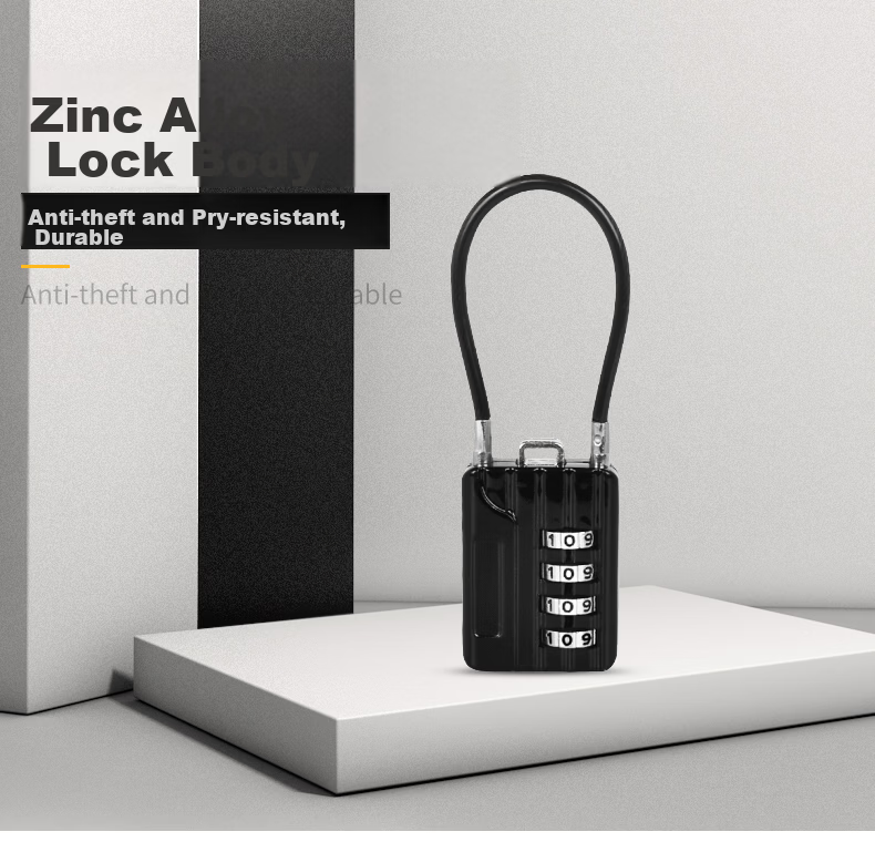 RESET Small Combination Padlock Helmet Steel Cable Lock Luggage Lock Backpack Schoolbag Trolley Case Password Lock Gray 10cm 8