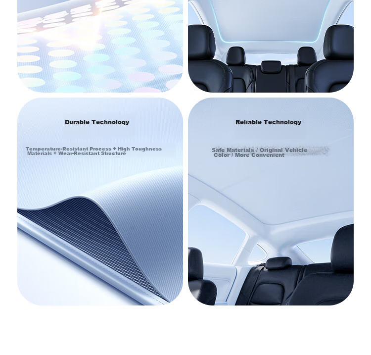 UGREEN Sunshade for Tesla Model Y 2021-2024, Double-Layer Cooling Heat Insulation Sunroof Shade 4