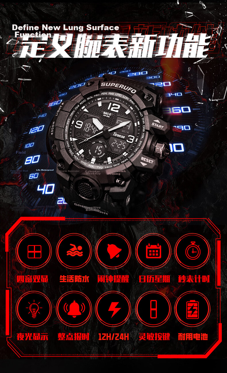 MAX-G Sports Digital Watch for Boys, Middle And High School Students, Elementary School Students, Luminous, Waterproof, Multifunctional Digital Youth Watch for Childre 3