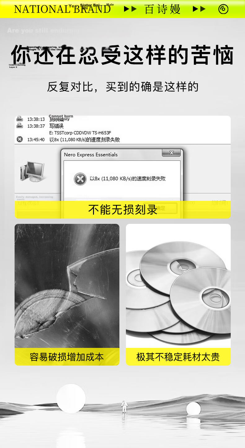 Baishiman CD-R Disc/Burnable Disc 52x Speed 700MB Recordable Disc 50-Pack Spindle Blank CD-R 3