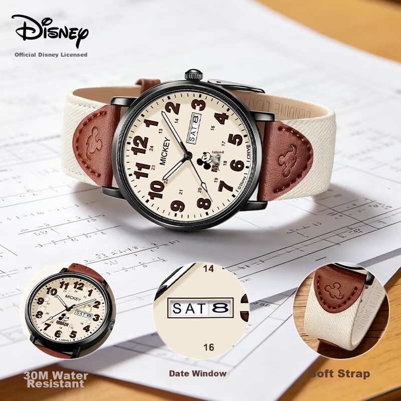 Disney Student Watch for Middle and High School, Dual Calendar, Waterproof, Small Brown 2026 New Model, Girls Exam Watch, Back-to-School Gift 7