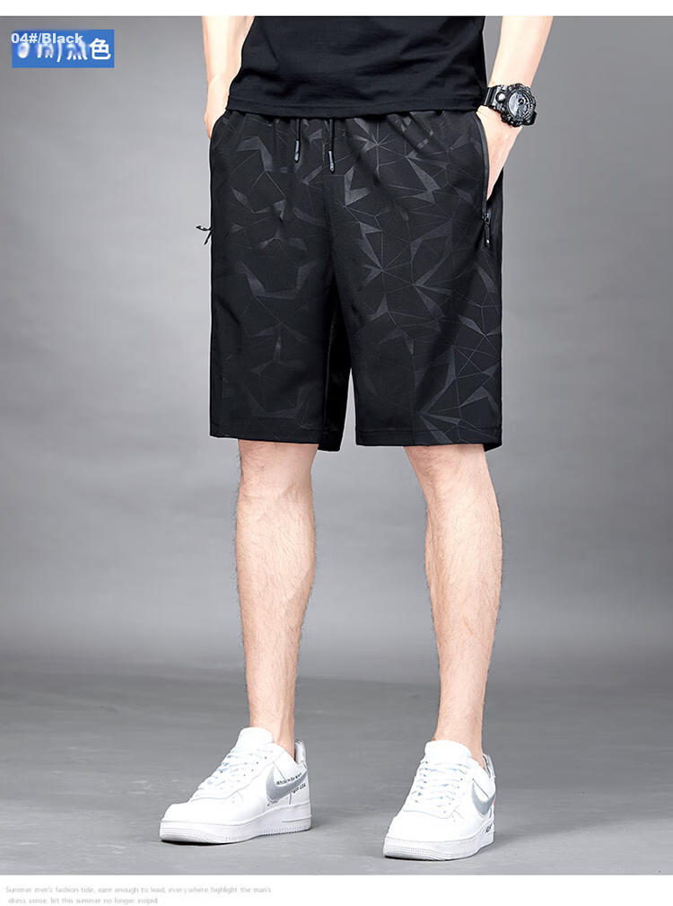 TUCANO Men's Summer Ice Silk Breathable Quick-Dry Five-Point Shorts Fashion Loose Sports Pants Plus Size Black A6XL 18