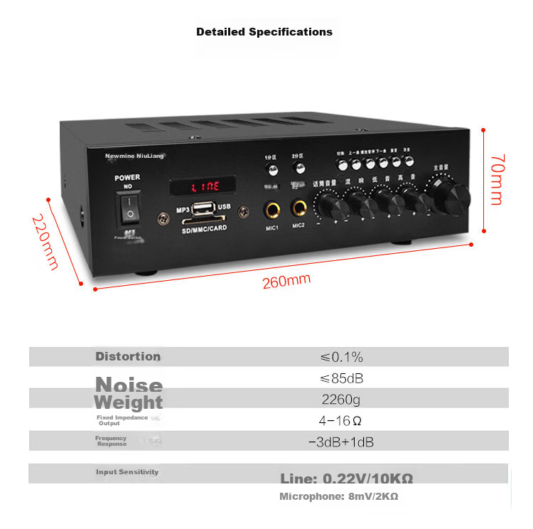 Newmine D16 Constant Voltage Amplifier, Ceiling Speaker System, Background Music Public Address System, Broadcasting Speaker Amplifier 10