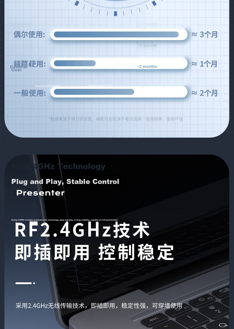 Deli Laser Page-Turning Pen, Green Light Teacher's PPT Projection Pen Laser Pointer Teaching Pointer Bluetooth Connected Presentation Pen, Wireless Presenter Remote Classroom Pointer, Blue NS100 9