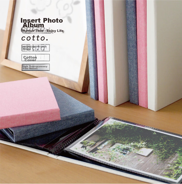 Nakabayashi NCL Fabric Photo Album 6x4.7 Inch Insert Style Storage Book Family Memory Album 24 Pages 6 Inch Vertical White 1