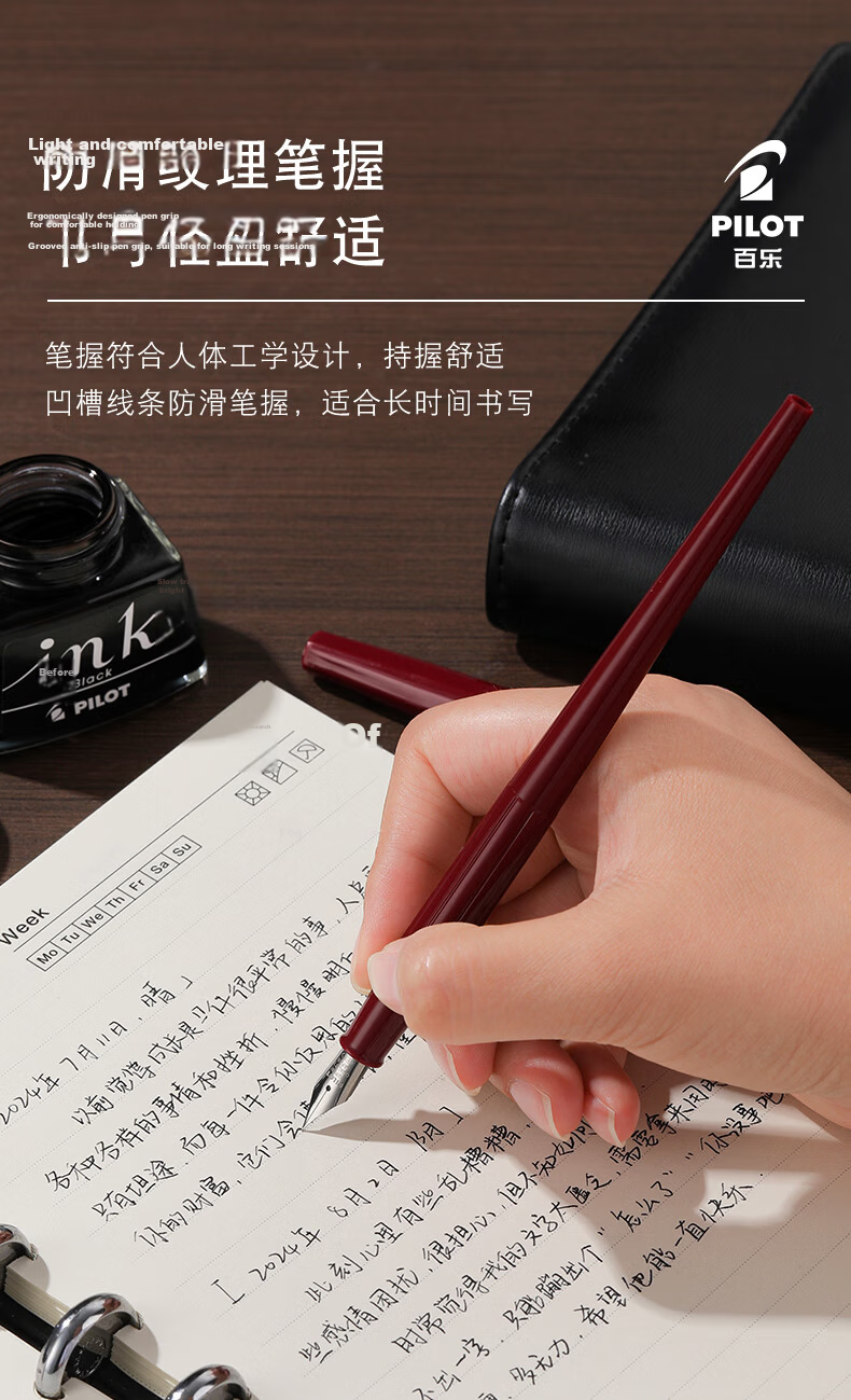 PILOT Fine Long Pen Fountain Pen for Male And Female Hand-Drawing Sketching Calligraphy Practice Students Adults Fountain Pen DPP-70 F Nib Red 8