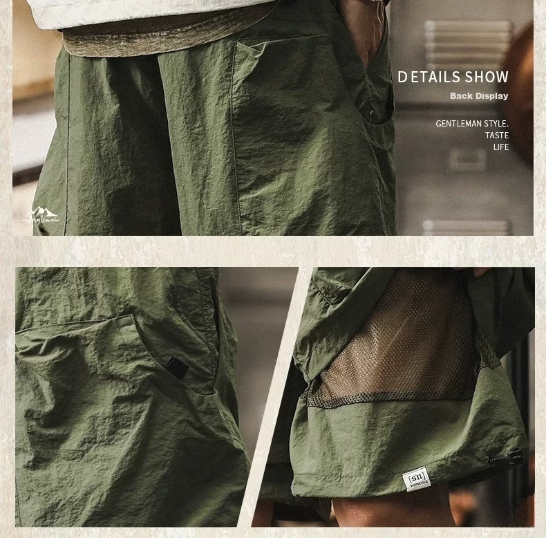 ROMON Men's Outdoor Functional Waterproof Quick-Dry Cargo Shorts Summer Cool Trendy Fake Two-Piece Mountain Casual Knee-Length Pants 7