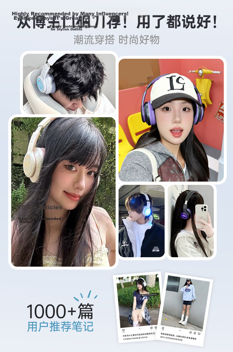 Chenfeng Pokémon Wireless Bluetooth Over-Ear Headphones Long Battery Life Gaming Music Sports Earphones Birthday Gift Compatible with Apple Huawei Xiaomi PM03 Gengar 1