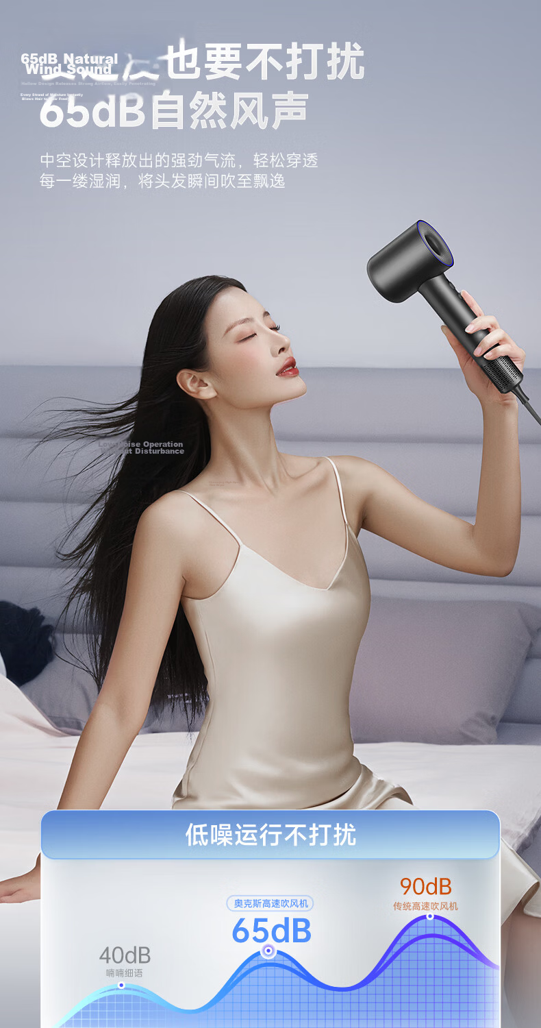 AUX High-Speed Hair Protection Hair Dryer with 36 Billion Plasma Beads, Quiet Operation, Negative Ion Technology, High Power, Gentle on Hair, Hollow Bladeless Design, Strong Airflow, Specially Designed for Men And Women, Birthday Gift 16