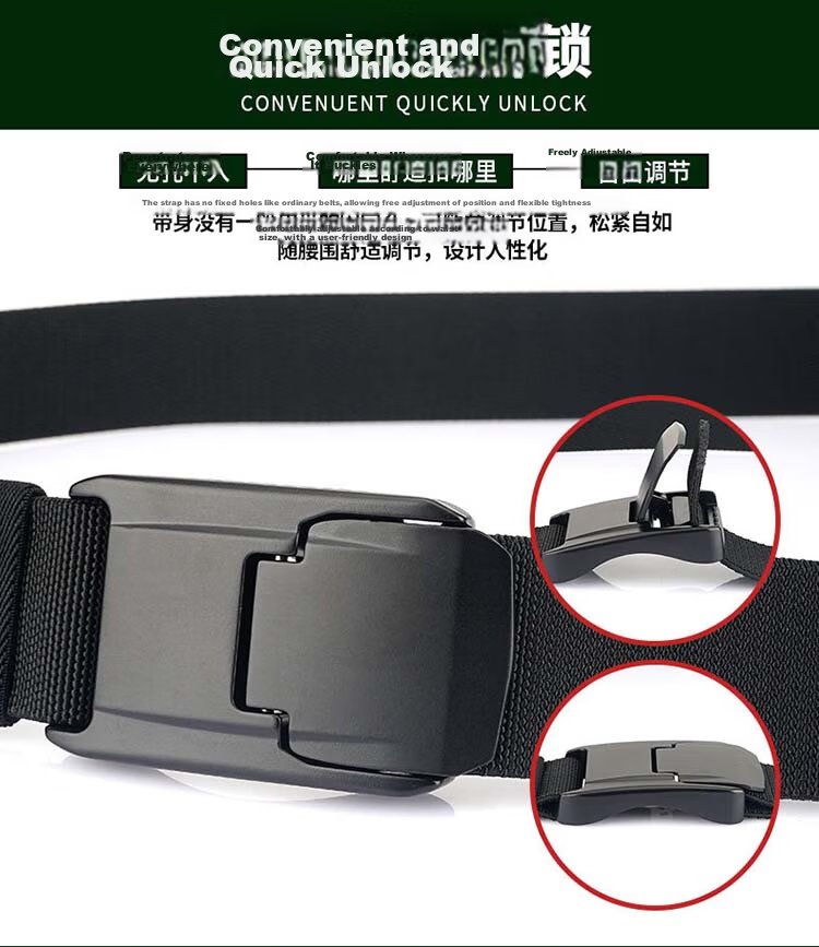 Extreme Tactical Men's Quick-Release Buckle Woven Belt Outdoor Workwear Trendy Canvas Elastic Casual Military Training Waistband 10