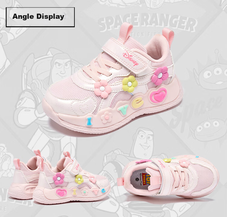 Disney Girls' Sports Shoes Children's Outdoor Comfortable Running Shoes Trendy Casual Sneakers Light Pink Size 27 15