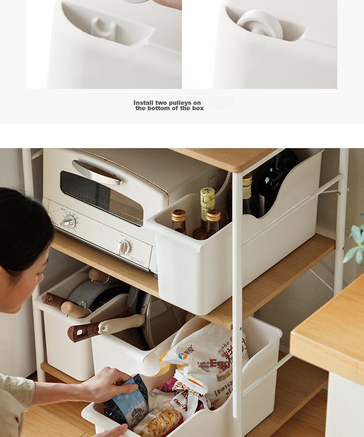 Lanjiaoluo Storage Box, Kitchen Organizer with Wheels, Cabinet Clutter Storage Basket, Under-Sink Storage Container, Slanted Opening Desig 10