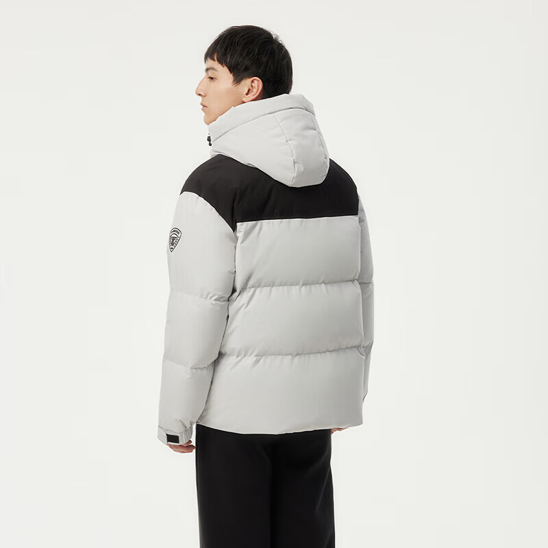 Tanboer Men's Short down Jacket, Fashionable Sports Style with Detachable Hood, Bread-Style down Coat 550335D New Aluminum Color 170