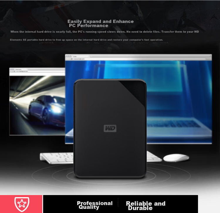 Western Digital 1TB Portable External Hard Drive USB 3.0 SE Series 2.5-inch Mechanical HDD Laptop External Storage Large Capacity Home Office Storage 8