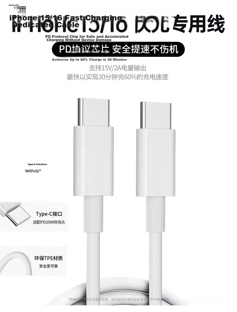 Kewo 20W Fast Charger PD Cable Set for Apple iPhone 18/17/16/15 Pro Max Dual Type-C Cable for iPad Pro/Mini6 3