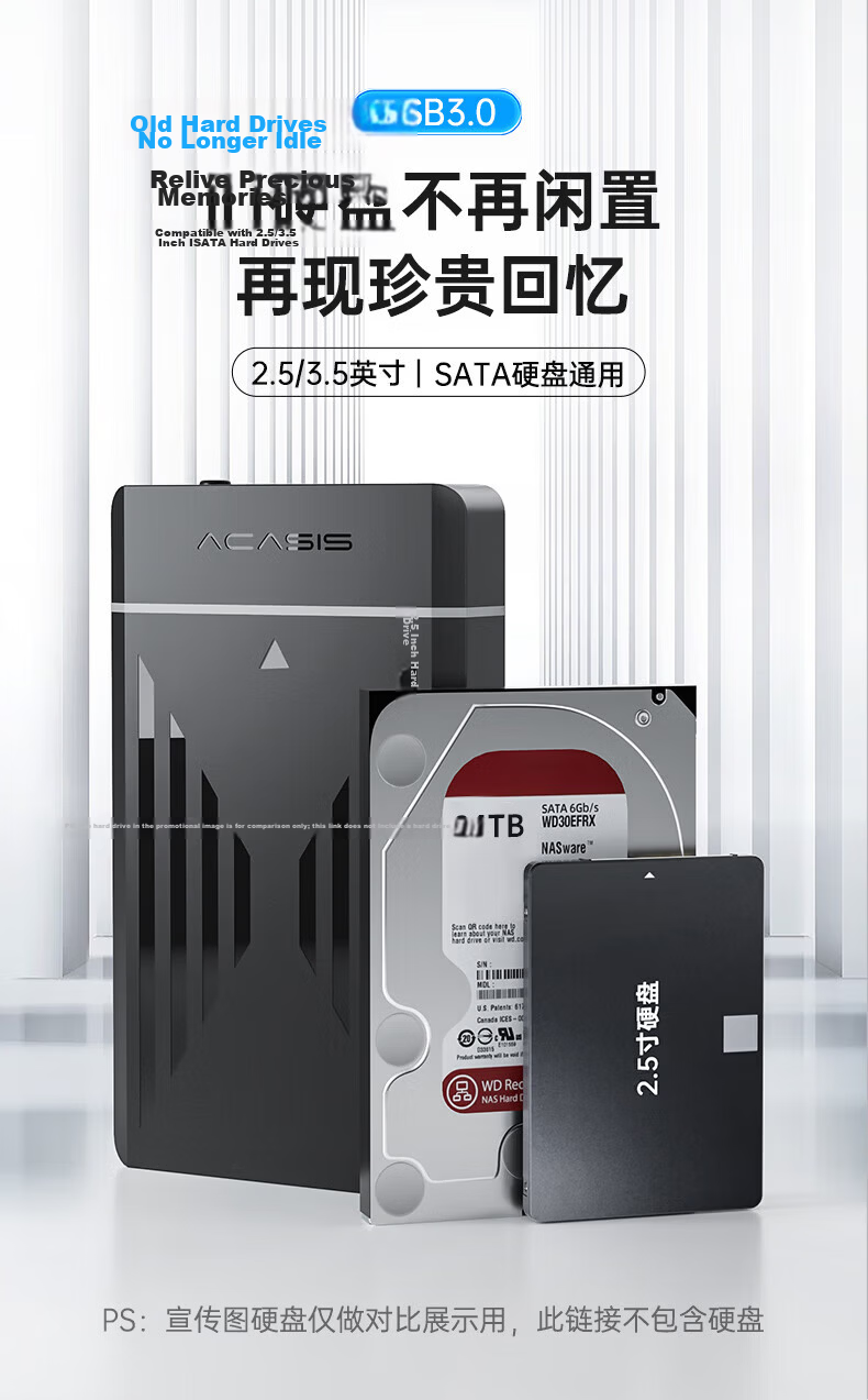 Acasis Type-C 3.1 External Hard Drive Enclosure 2.5/3.5 Inch SATA SSD HDD Case 6Gbps for PC Laptop 4
