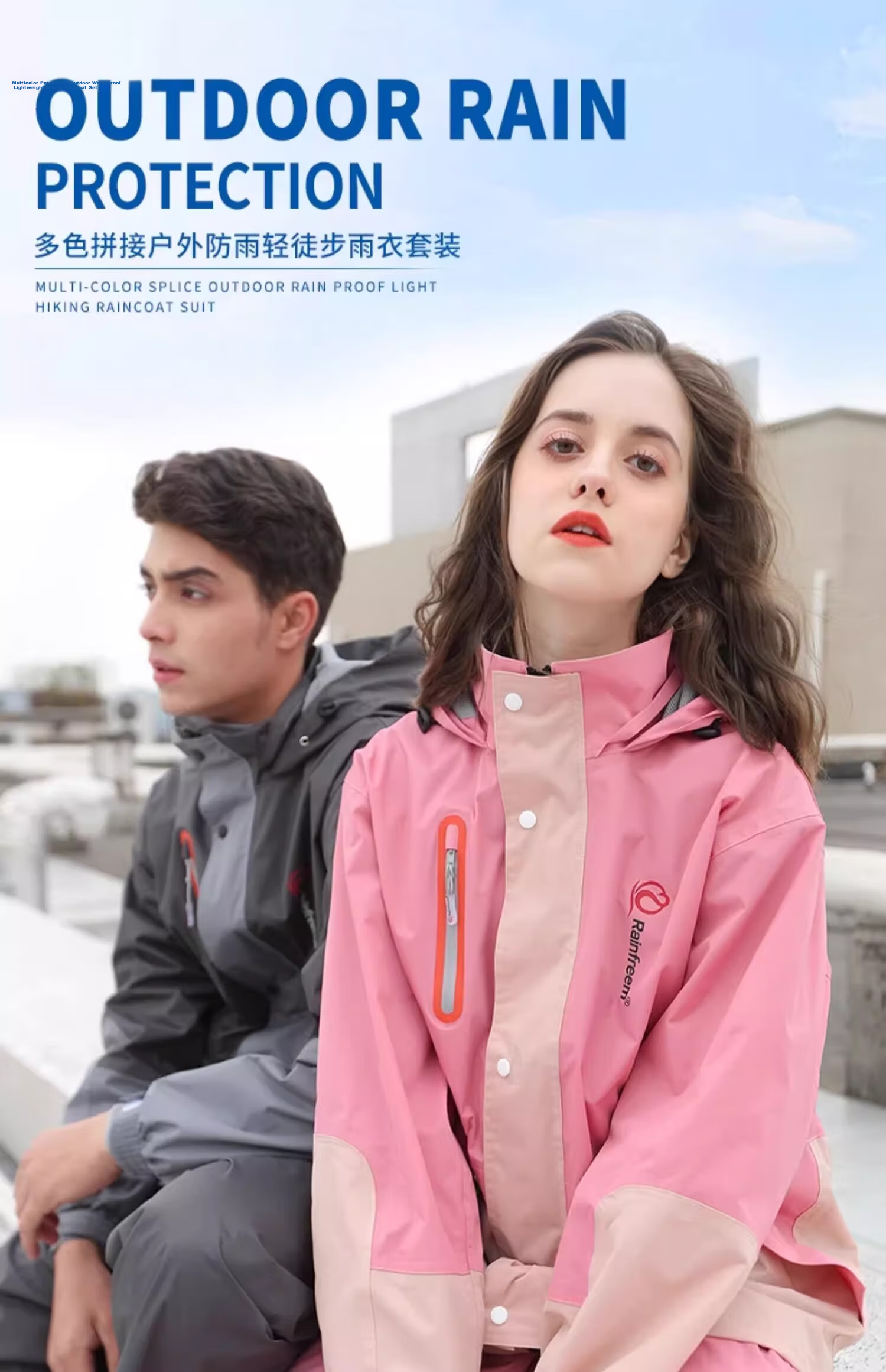 Qinfiman Raincoat Electric Vehicle Raincoat Colorblock Fashion Sports Suit Rider Split Set Full Body Stormproof Outdoor Raincoat Women's Cycling Raincoat Sakura Pink 2XL 1