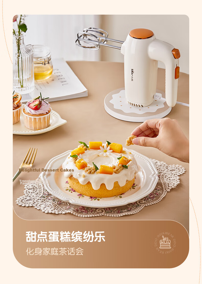 Bear Electric Egg Beater with Stand, Mini Handheld Cream Whipper for Baking, 304 Stainless Steel Automatic Mixer, Whipping Device DDQ-J02L1 11
