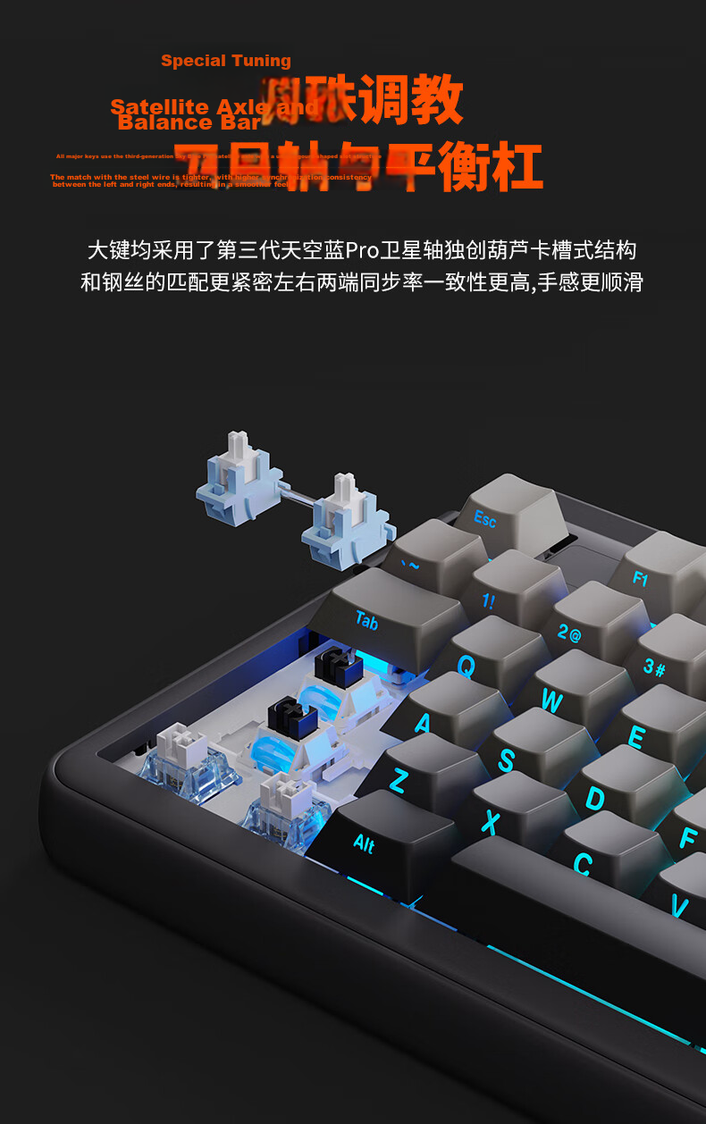 DAREU A98 Pro Version 98-Key Wireless Tri-Mode Mechanical Gaming Keyboard Custom 8000mAh Gasket Structure Sky Switch V3 - Ride the Wind and Waves 14