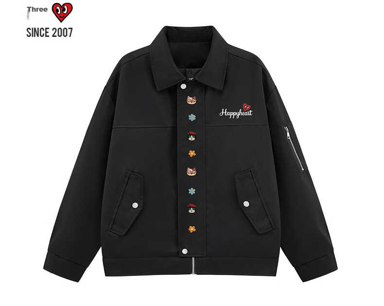 Charles Heart American Street Tie-Dye Lapel Jacket Men Spring Autumn Loose Fit Couple Dark Gray XL 5