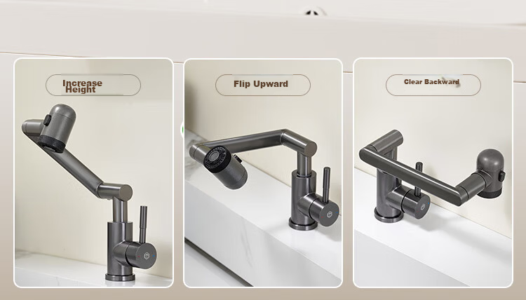 JD Jingzao Mechanical Arm Faucet 360° Rotatable Stainless Steel Fortune Cat Hot and Cold Basin Sink Faucet 8