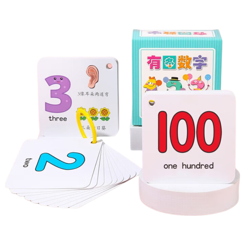 Huashimeng Digital Flashcards from 1 to 100, Infant And Toddler Picture Recognition Cards, Early Childhood Education Enlightenment Number And Letter Cards for Childre