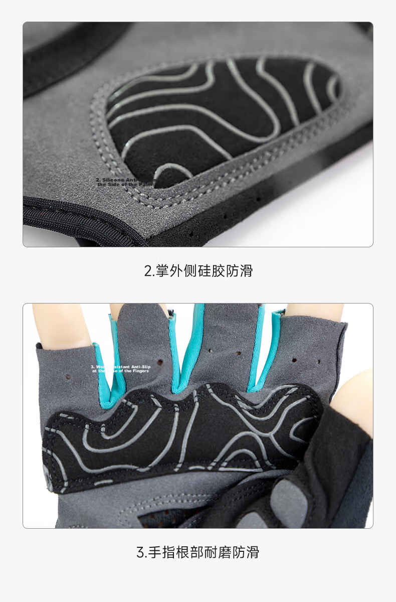CAVALRY Bicycle Fingerless Gloves, Summer Unisex, for Road Bikes And Mountain Bikes, Shock-Absorbing, Breathable Cycling Gear, Black And Blue, Size L 6