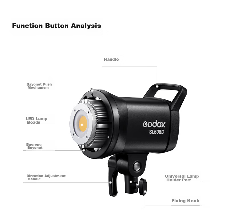 Godox SL60II Live Streaming Fill Light D Photography Continuous Light Sunlight Studio Shooting Photography Light Children's Clothing Photo Spotlight Host Live Streaming Light 15