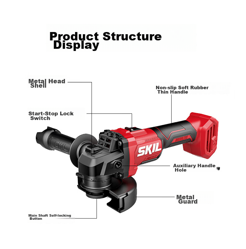 SKIL Lithium Brushless Slim Handle Angle Grinder Metal Stone Cutting Grinding Rust Removal Polishing Hand Grinder 2990 10
