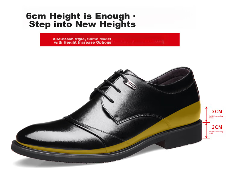 CARTELO Men's Leather Business Formal Shoes, Height-Increasing Men's Shoes for Autumn And Winter, Warm Footwear 2513, Black Height-Increasing Style, Size 39 9