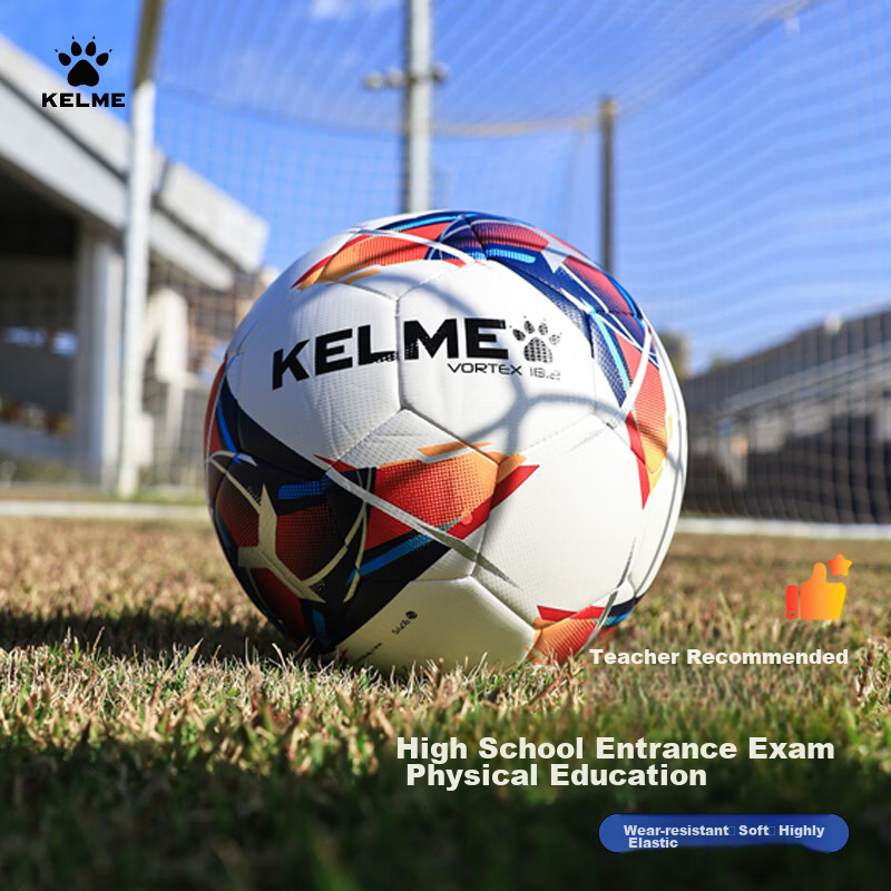 KELME Machine-Sewn Football Size 4 and 5 for Adults and Children, Standard Match and Training Ball for Youth Training, Student Use, White Fluorescent Blue Size 4