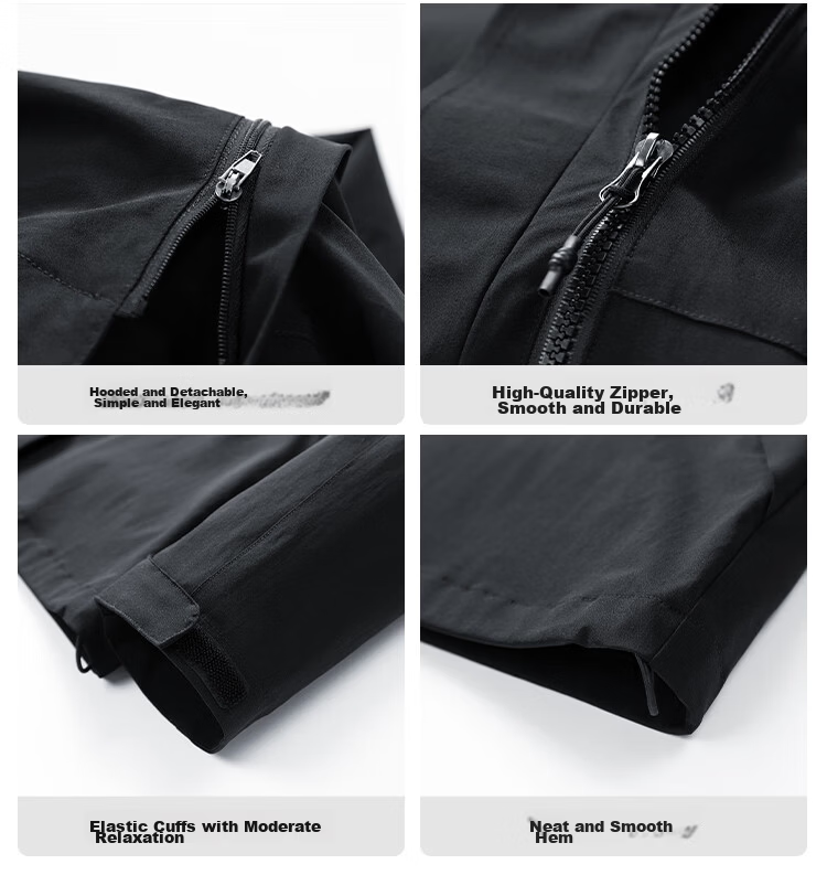 TUCANO Men's Windproof Waterproof Mountaineering Jacket Sports Fashion Comfortable Black 2XL 7