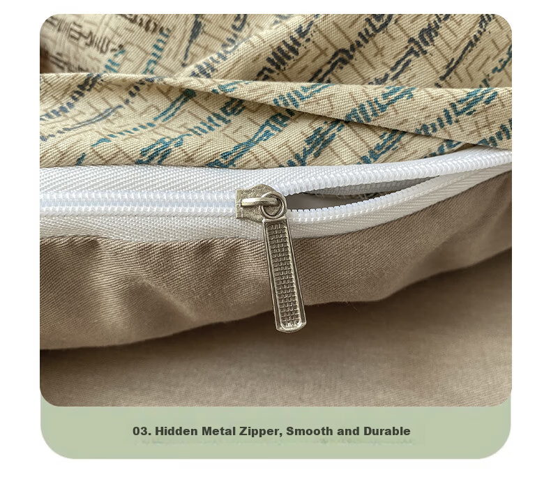 MUJI 100% Cotton Bedding Set 4-Piece, 1.8m Fitted Sheet, Duvet Cover 200x230cm, Lange Pattern 13
