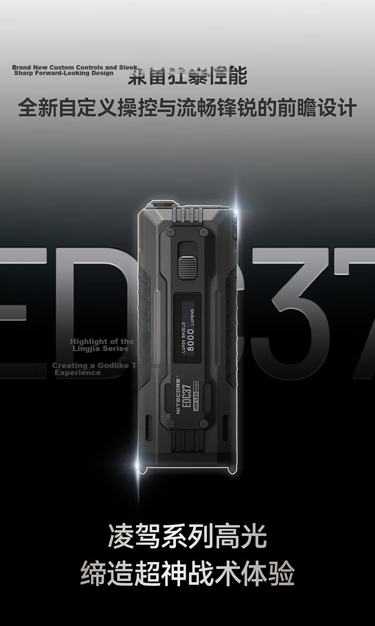NITECORE EDC37 Outdoor Portable Self-Defense High-Intensity Rechargeable Flashlight with Ultra-Long Battery Life 3