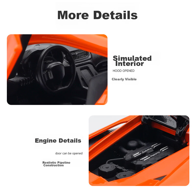 Chiyuchewan Racing Car Toy, Lamborghini New Bull Alloy Realistic Car Model, Toy Car Model, Gift for Boys 7