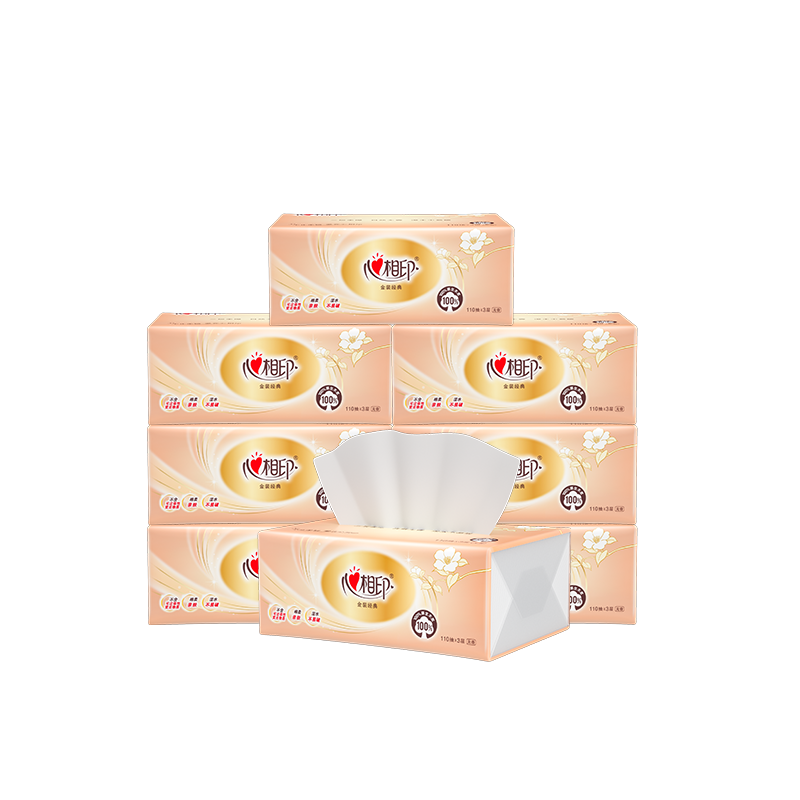 Mind Act Upon Mind Facial Tissues, Classic Series, 3-Ply 110 Sheets * 8 Packs S Size, 100% Virgin Wood Pulp, Soft Tissue Paper, New Packaging