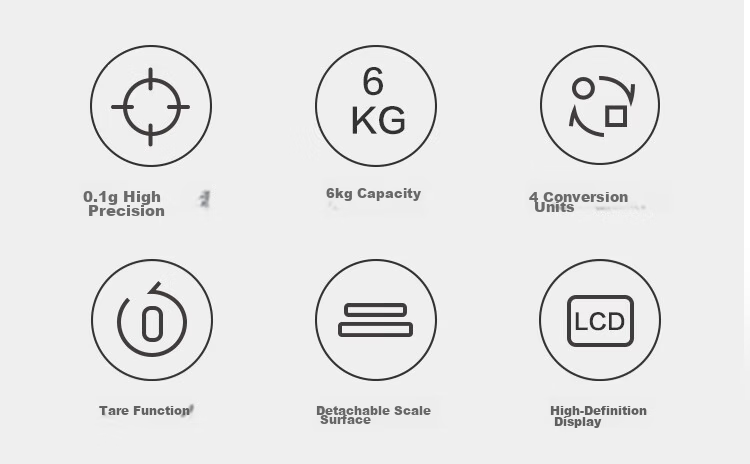JD Jingzao Electronic Kitchen Scale Stainless Steel Food Scale 0.1g Precision 10kg Dual Power Battery Rechargeable 5