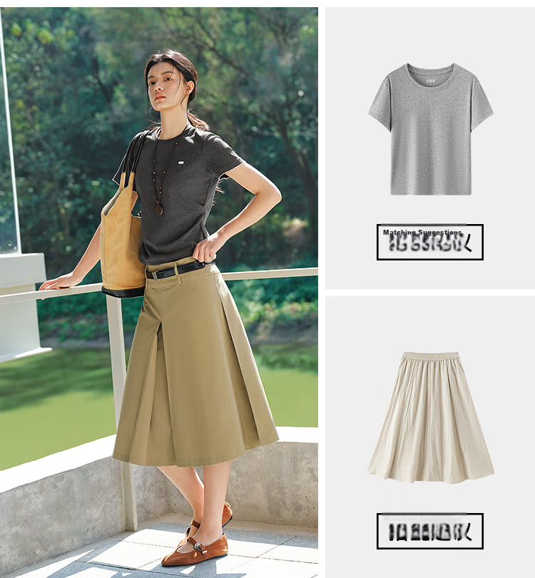 Semir Mall Same Style | Women's Summer Slim Fit Short Sleeve T-Shirt with Pleated Color Block Pullover 2026 Top 101326100048 11