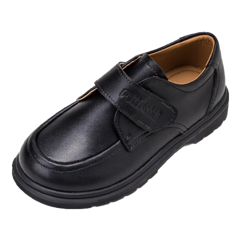 Fulomi Leather Shoes for Boys and Girls, Comfortable Breathable All-Season British Style Children's School Performance Formal Shoes, Black, Size 27