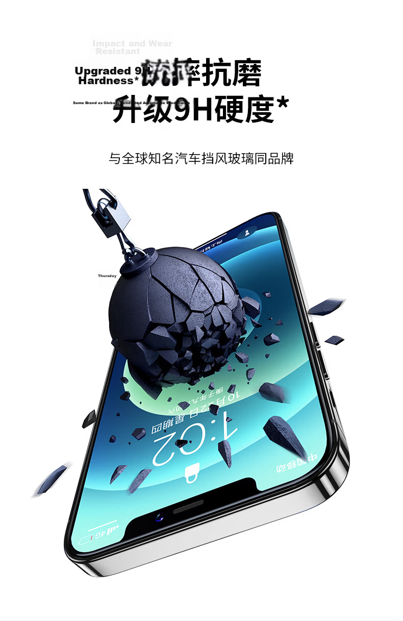 BELKIN iPhone 15 Pro Max Tempered Glass Screen Protector 9H Anti-Shatter Film German Schott Antibacterial Material OVA134 13