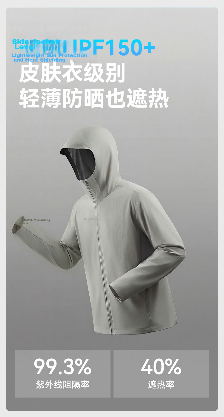 JD Jingzao Lightweight Premium Sunscreen Jacket for Men Spring Summer New Ice Silk Sun Protection Outdoor Thin Coat Skin Jacket Soft Mist Blue XL 4