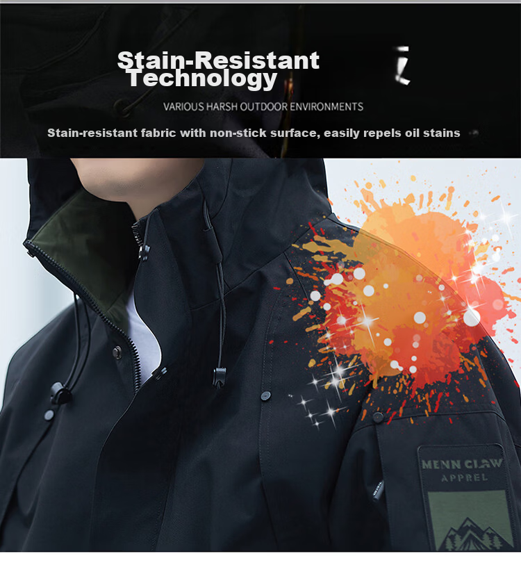 TUCANO Men's Outdoor Mountaineering Windproof Waterproof Casual Jacket Fashion Hooded Coat Black 3XL 6